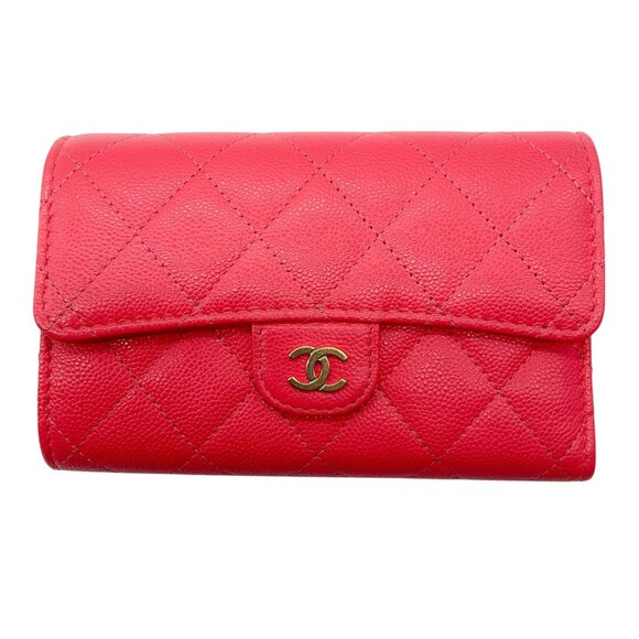 Chanel Pink Quilted Caviar Leather Timeless Wallet - Picture 1 of 16